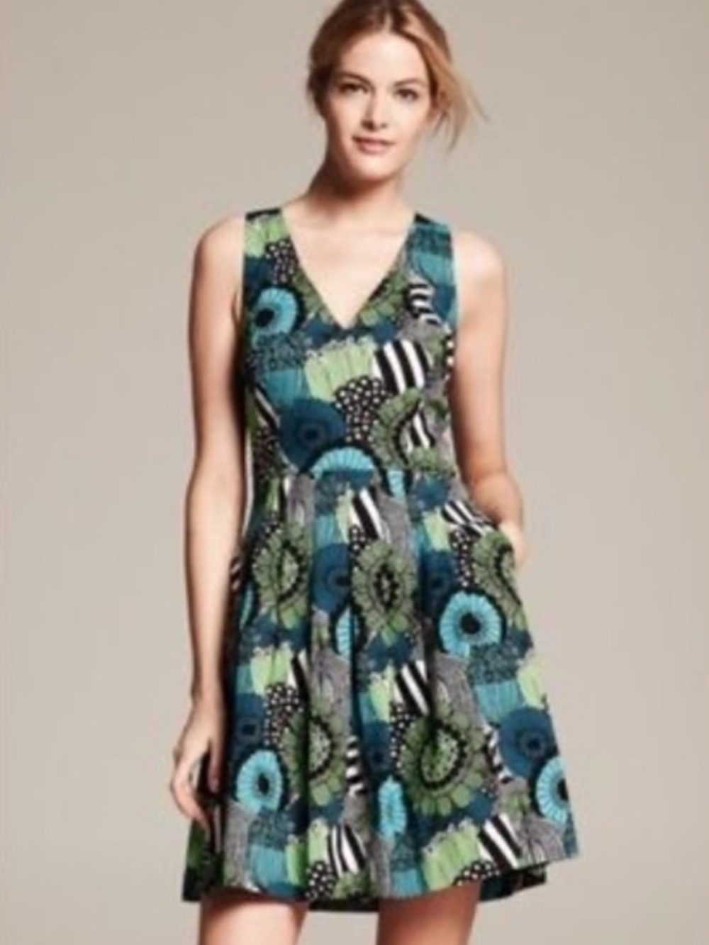 Banana Republic x Marimekko A-line Floral Mini Dress Blue Green Size 4 NEW
